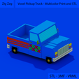 03.png Voxel Pickup Truck - Multicolor Print and STL - 8-bit Pixel Art - Voxel Art
