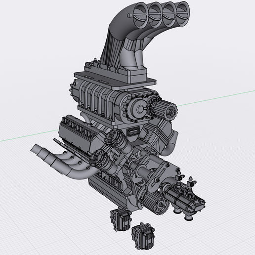 STL file TOP FUEL Engine Hemi Supercharged Complete with Options・3D ...