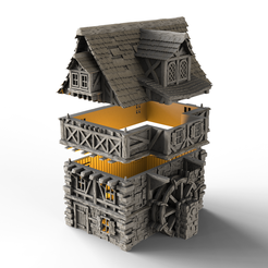 55.png Medieval Architecture - two story house with porch
