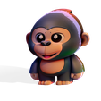 018.png Modelo 3D de gorila / macaco com baixo teor de poliéster - Pronto para imprimir e jogar