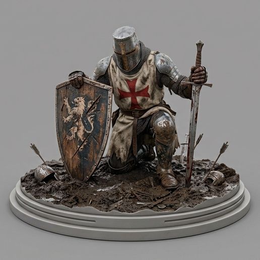 Medieval knight kneeling