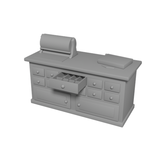 Shop Counter with Till Drawer, General Store Miniature