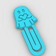 Paperclip-Cute-ghost-with-heart_2.jpg Cute ghost with heart - Paper clip, bookmark - 3MF pre-painted , STL