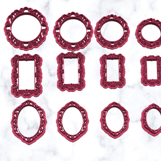 12 Cameo Frames Cutters For Polymer Clay Earrings 3D model