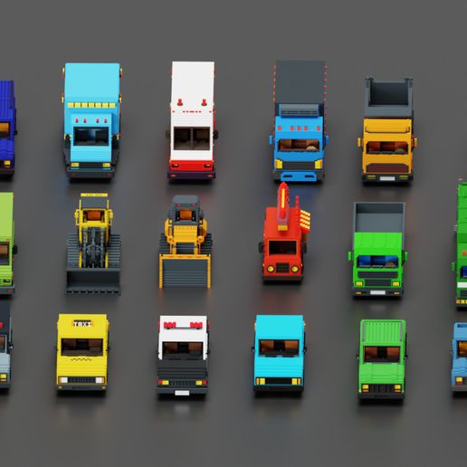 🚧 Low Poly Vehicle Pack | Cars, Trucks, Buses & Construction Vehicles ...