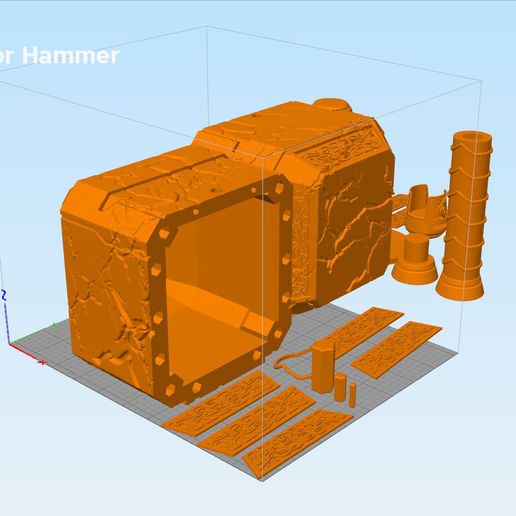 Thor-Mjolnir-cracked-parts1.jpg 3D-Datei Mjolnir-Hammer (Liebe und Donner)・3D-druckbares Design zum Herunterladen, 3D-mon