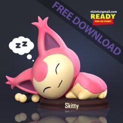 Skitty.jpg Fichier 3D gratuit Skitty - Pokemon Fanart・Plan imprimable en 3D à télécharger