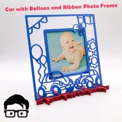 01.jpg Archivo STL Marco de fotos de coche con globo y lazo・Diseño de impresión en 3D para descargar