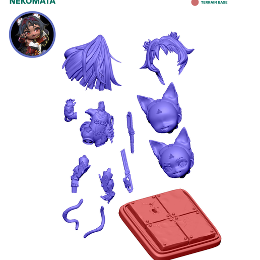 Nekomata-Parts.png Nekomata - Chuya Factory Chibi Collector Series Modelo de impresión 3D