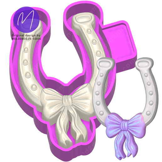 3D Horseshoe with bow Freshie STL Mold Housing