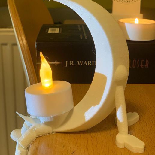 White Crescent Moon Candle Holder | Ramadan Table Decor
