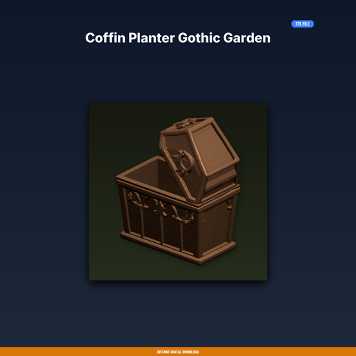 Coffin Planter Gothic Garden - 3D Printable STL File
