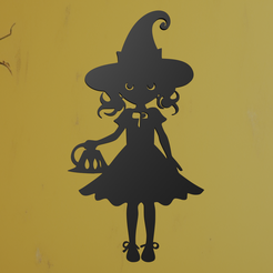 Little-Witch-2.png Fichier STL Art mural de la petite sorcière・Plan pour impression 3D à télécharger