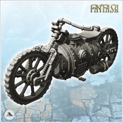 1-PREM.jpg STL file Steampunk motorcycle with curved handlebars and large central engine (5) - Future Sci-Fi SF Post apocalyptic Tabletop Scifi Wargaming Planetary exploration RPG Terrain・3D printing model to download