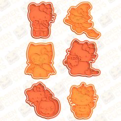 cover.jpg 3D file Hello kitty halloween cookie cutter set of 6・3D printing template to download