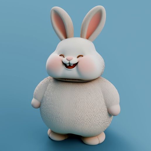 Chubby Bunny Figurine STL – Fat Laughing Rabbit 3D Print for Cute Desk Decor