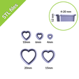 hearts-view-2.png Polymer Clay Cutters, set of five heart-shaped cutters 4mm, 6mm, 10mm, 15mm, 20mm