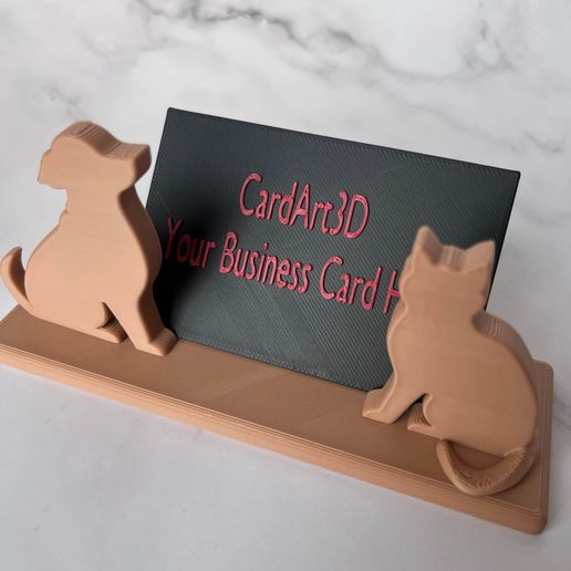 🐶🐱 Dog & Cat Business Card Holder STL - Pet Clinic Desk Display