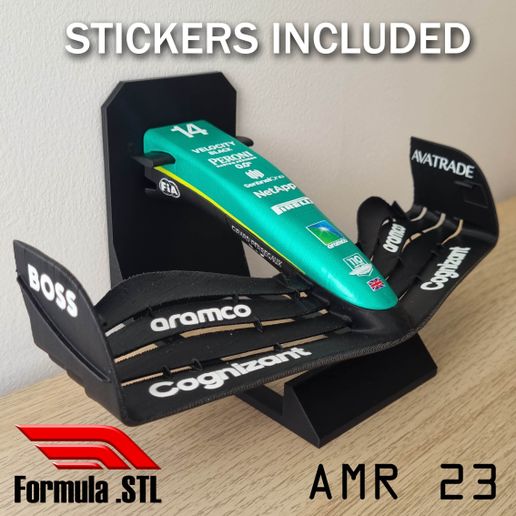 Aston Martin AMR23 F1 Front Wing STL - Alonso - Stroll - 1/8 Replica Printable