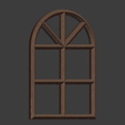 WindowHalfRound-03.png Wooden Window Frame Half Round (28mm Scale)