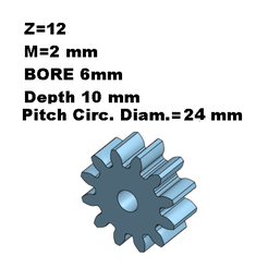 Gear-z-12.png Spur gear 12 teeth - 2 mm module - 10 mm depth.