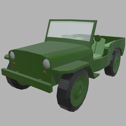 Low_Poly_Military_Car_01_Render_01.png Archivo STL Jeep Coche Militar Low Poly // Diseño 01・Idea de impresión 3D para descargar