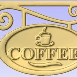 Coffe Sign.jpg STL-Datei Coffee Sign kostenlos・3D-Drucker-Design zum herunterladen