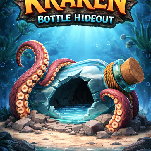 Kraken Bottle Hideout - Fantasy Hamster House STL (FDM Optimized, No Supports)