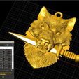 Screenshot_2.jpg Wolf knife sword pendant medallion jewelry 3D print model