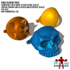Knee-Elbow-Pads1.jpg OBJ file Knee/Elbow Pads pack 1 (Motu Compatible)・Design to download and 3D print, RBL3D