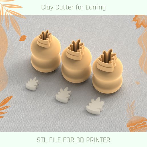 Fall Leaf Mini Cutter, Autumn Micro Clay Cutter, 3 Sizes 3D model