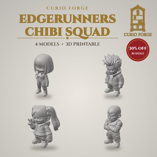 Curio Forge Edgerunners Chibi Squad Pack (4 Models Bundle)