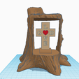 cross-in-tree-stump.png Cross in tree stump, God is Love text, religious decoration