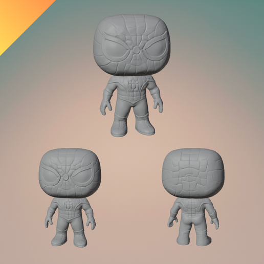 Spiderman Funko Style Figurine – STL and GLB 3D Model for Printing and Painting 3D model
