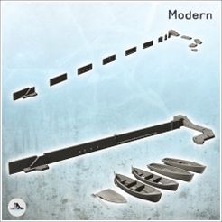 1-PREM.jpg STL file Set of retaining walls of stone banks with set of boats (12) - Modern WW2 WW1 World War Diaroma Wargaming RPG・3D print design to download