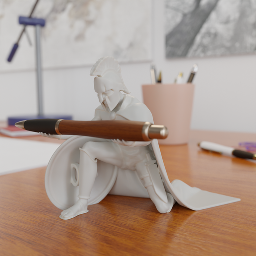 1.png STL file Spartan Soldier Pen Holder・3D printing template to download, nowprint3d