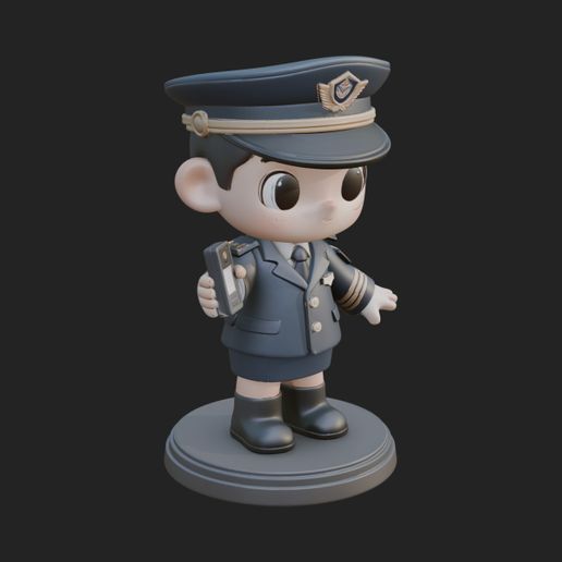 Chibi Police Officer Statue Design 12 - 3D Print Model