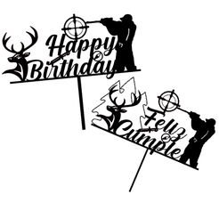 principal.jpg Archivo STL Cake Topper Adorno Torta - Cazador con ciervo・Objeto de impresión 3D para descargar