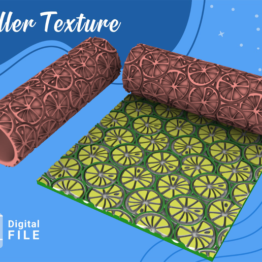 ROLLER POLYMER CLAY/Summer texture/citrus/lime green *2 version Roller/EULITEC.COM/CC/COPYRIGHTED LICENSE 3D model
