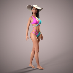 beach-gril-1.png STL file beach girl with hat 1・3D print object to download
