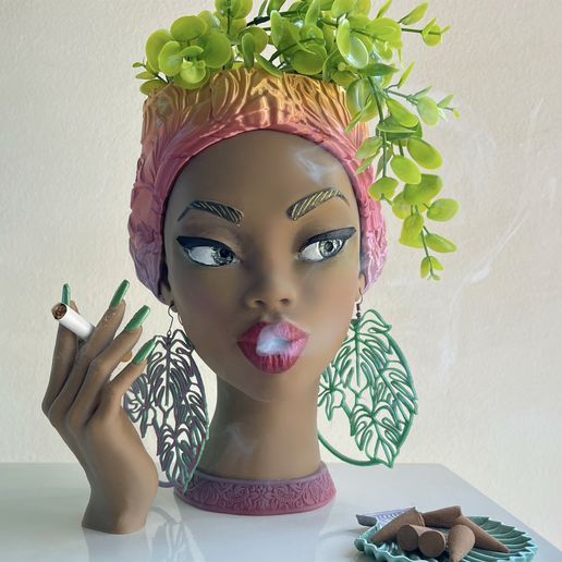 Afro Queen Vase/Incense Holder/Planter