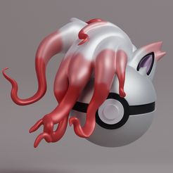 pokeball-hisuian-zoroark-render.jpg STL file Pokemon Hisuian Zoroark Pokeball・3D print model to download