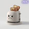 Dizain-biez-nazvaniia-1.png Tostadora Triste y Enfadada Dejando Caer la Tostada Quemada STL Divertido Modelo de Impresión 3D Decoración de Cocina y Figurita de Dibujos Animados