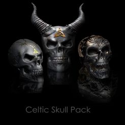 ShopA.jpg Datei 3D ​Celtic Skull Totenkopf 3er Pack II・Design für 3D-Drucker zum herunterladen