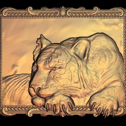 Calm tiger frame 3D model