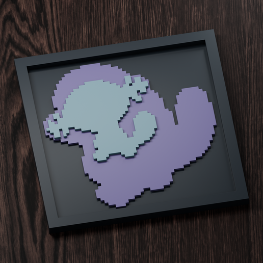Quagsire Line - Pokemon Silhouette Frame | Gen 3 sprite style | STL
