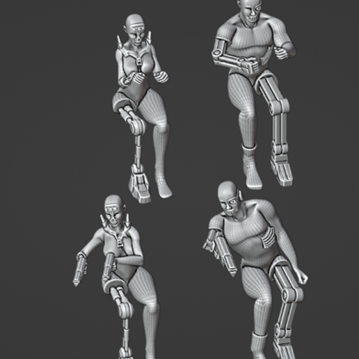 Gaslands 20mm Scale Cyborg Driver and Passenger Miniature Set STL | Post-Apocalyptic Car Combat Game Miniatures