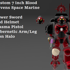 Custom 7 inch Blood Ravens Space Marine Power Sword 5 2nd Helmet ‘¥ Plasma Pistol Cybernetic Arm/Leg Iron Halo Archivo 3D gratuito Marine espacial Blood Ravens de 7 pulgadas personalizado・Idea de impresión 3D para descargar, landersje