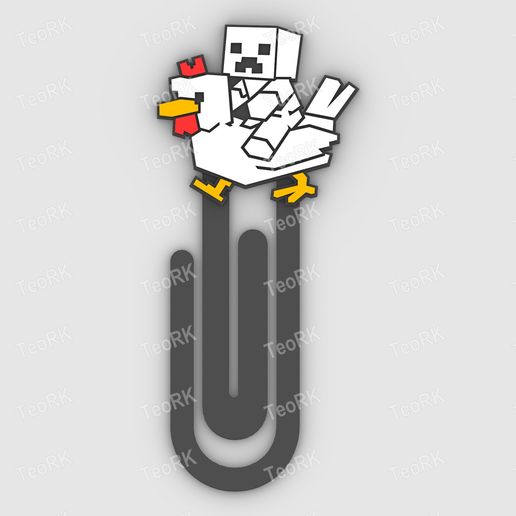 Paperclip MINECRAFT - CREEPER JOCKEY - bookmark - 3MF pre-painted , STL