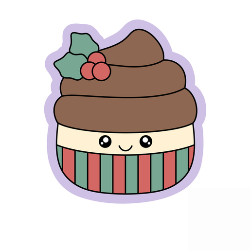 Cute Christmas Cupcake Cookie Cutter STL – Holiday Cupcake 3D Print File
